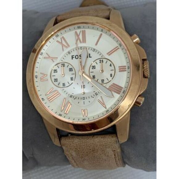 Fossil NDW1 Smartwatch Gen 1 Chronograph Q Grant Leather Band Rose Gold C256 - Picture 1 of 9
